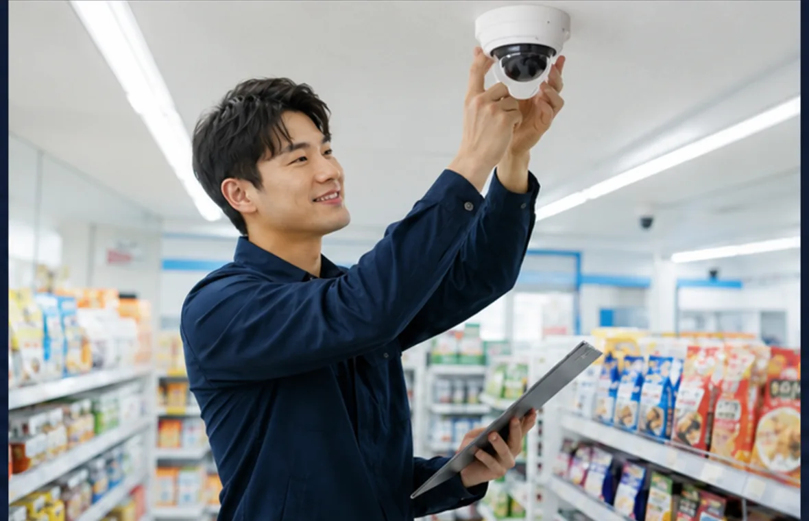 포스와 주문 장비의 설치 범위를 확인하는 모습