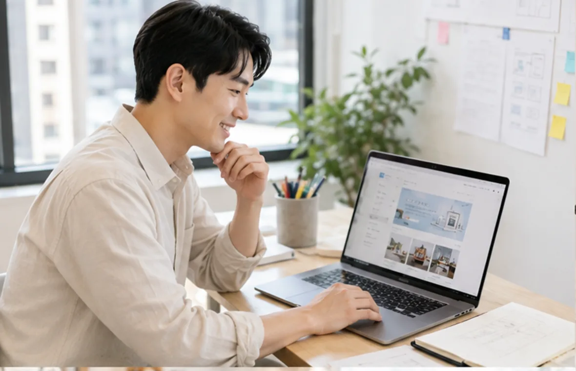 웹사이트 구조와 사용자 흐름을 검토하는 모습